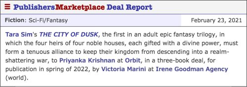 tarasimauthor:I’m so incredibly thrilled to share news of my next series, an adult epic fantasy tril