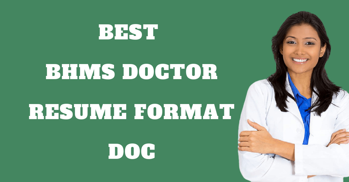 bhms doctor resume format free download