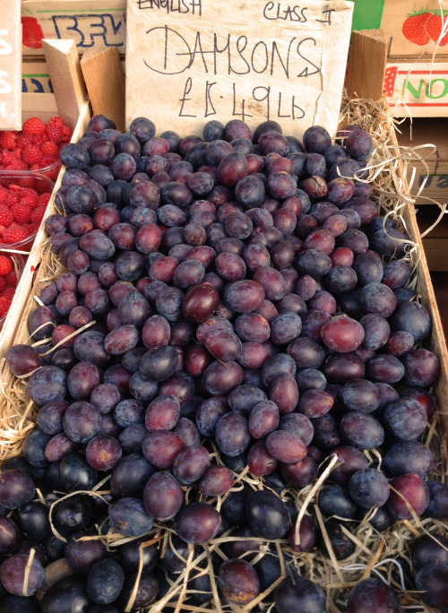 Plums and damsons at the fruit market ♥