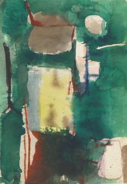 blastedheath:Richard Diebenkorn (American, 1922-1993), Albuquerque, New Mexico, 1950. Double-sided watercolor and gouache on paper, 19 1/2 x 13 3/4 in.