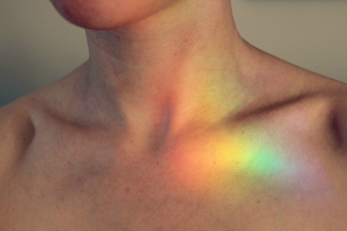 lovethisskin:  “Be thou the rainbow in the storms of life. The evening beam that smiles the clouds away, and tints tomorrow with prophetic ray." -Lord Byron (Also found HERE) Thank you for submission! Playing with light and creating rainbows