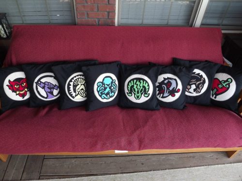 otlgaming:  BIOSHOCK INFINITE ‘VIGOR’ PILLOWS Jewels Cardosa of Calavera Craft Room spent 40 hours creating these 8 pillows based on the vigors in Bioshock Infinite. The cushions are ษ each and all but “Return to Sender" and “Charge"