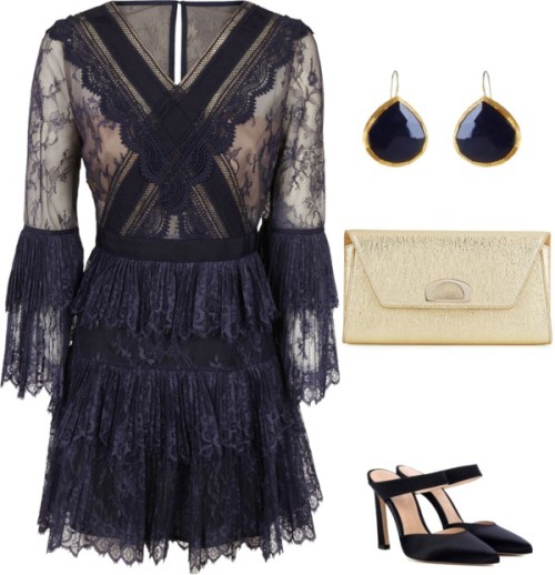 Untitled #303 by jadajenkins97 featuring a lace dressSelf portrait lace dress, $420 / Stuart Weitzma