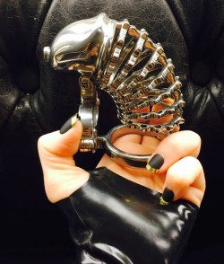 tonilipsticklesbian:  “Mistress Toni won’t hesitate locking you in a permanent chastity device.”