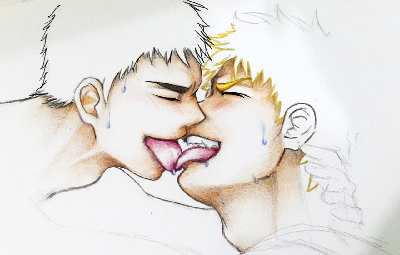 nsfwsgallery:  “lick Dat tongue!” 😍 wip, it’s really fun to draw a kissing