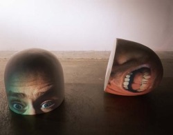 expecttheunexpectedtoday:  expecttheunexpectedtoday 1998 - Half Brain - sculpture, video projection and installation NY multimedia, sculptor, painter and installation artist Tony Oursler (b.1957) -each sculpture is appx. 35x33x33cm- 