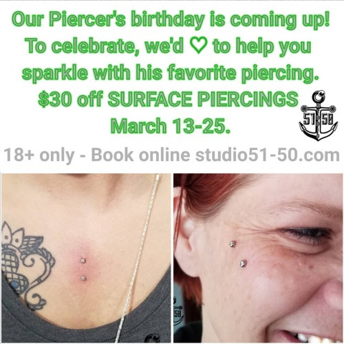 Help Matthew celebrate getting SUPER old with a rad new surface piercing on Your body! We have one o