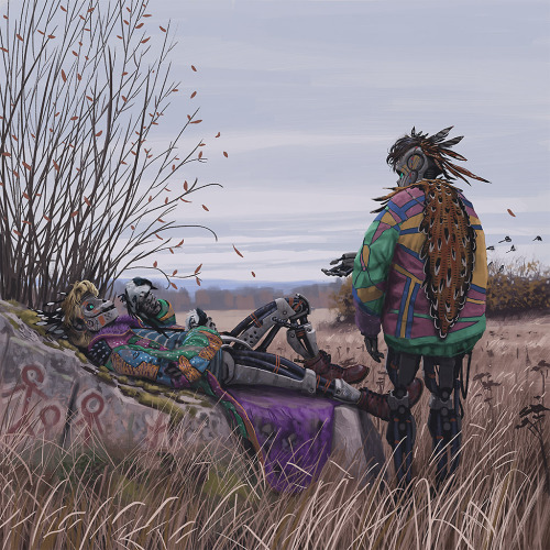 simonstalenhag:THE VAGABONDSMeet the Vagabonds - refugees from the 1994 robot pogrom in Russia. Quit