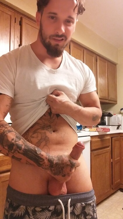 guysthatcatchmyeye:FUUUCK!!  This dude is hot as fuck and that dick is just the perfect