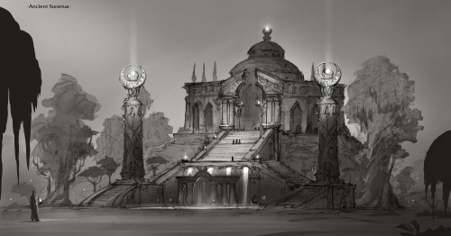 Ancient Night Elf temple concept for World of Warcraft Legion.