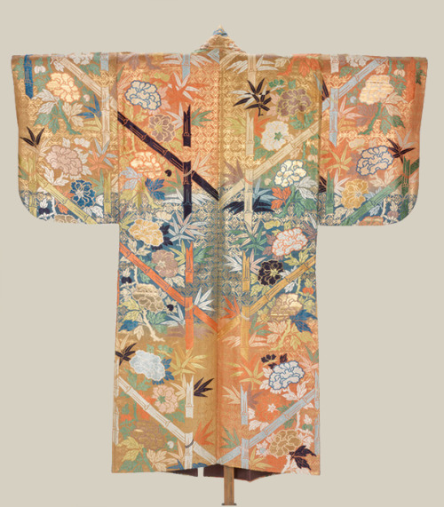 thekimonogallery: Unknown artist, Japanese Noh theater costume (karaori), 18th Century, Japan Ikat-