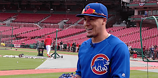 gfbaseball:Javy Báez plays catch with Karl Ravech