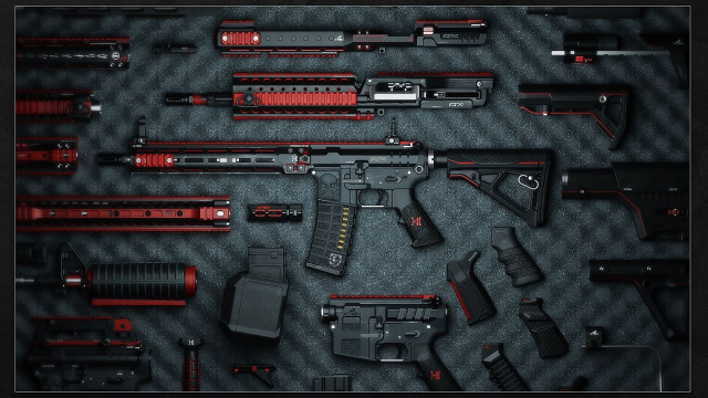 An assault rifle with many potential attachments.