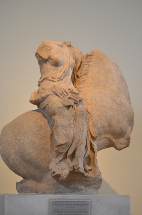 athens-archaeological-museum:women-of-the-antiquity:Riding Nereids, or the goddess Aura rising from 