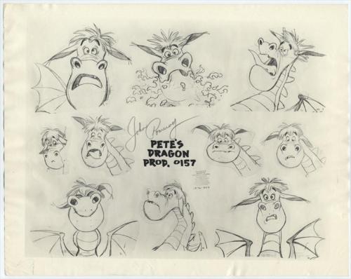 the-disney-elite:John Pomeroy’s model sheets for Disney’s Pete’s Dragon (1977).