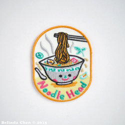littlealienproducts:  Noodle Head Iron On Patch by  BelsArt   Use the code ‘LITTLEALIEN’ to get 10% off until October 25! 