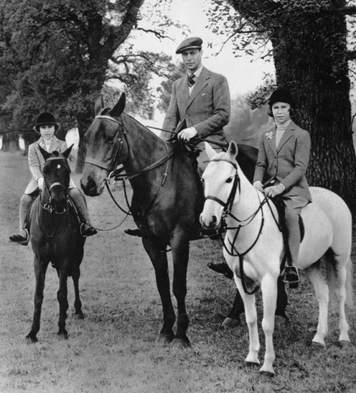 theroyalhistory: King George VI with Princess Elizabeth and Princess Margaret, Windsor, 1938