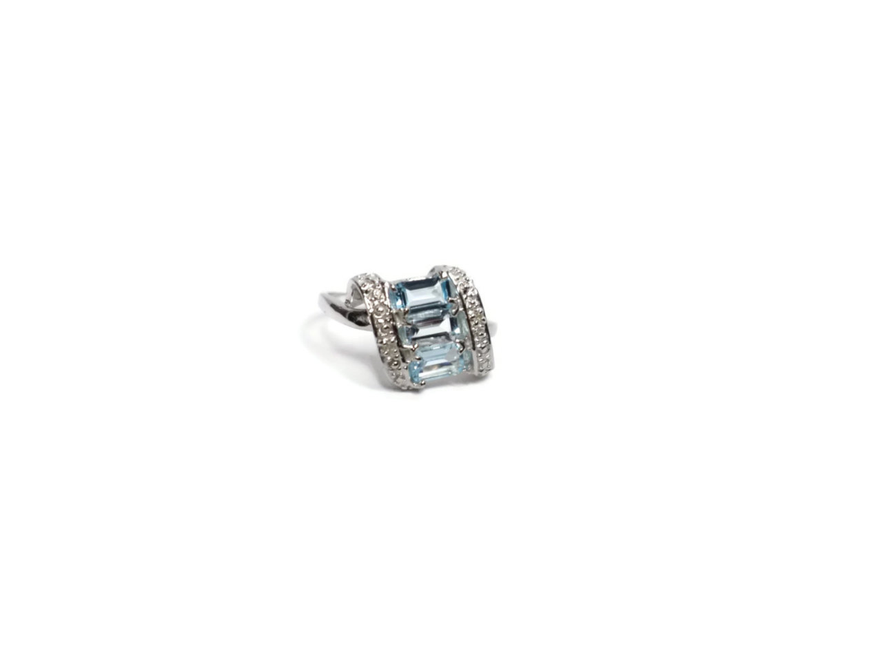 antiquealchemy:  Topaz Waterfall Ring Sky Blue Topaz Platinum over Sterling Anniversary