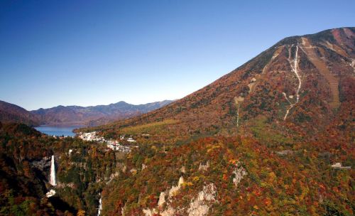 Nikkō’s famed Kegon Waterfall. The celebrated cataract in Oku-Nikkō emerges from 1,269-meter-high La