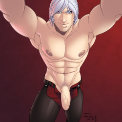 ackanime:  Was so frustrated with this piece from 7 months ago, mostly because it was the first time ever that I had drawn Dante. Well, still loving the pose I came back to the pinup and fixed his face and hair. I like this version better c: