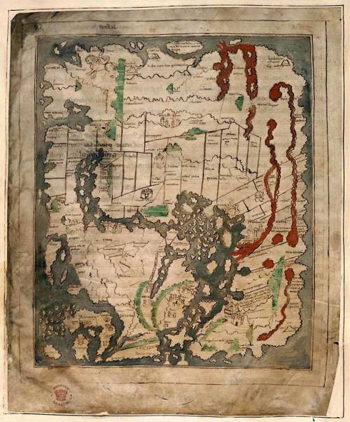 historyarchaeologyartefacts:  The Anglo-Saxon Mappa Mundi, 1025-1050. An Anglo-Saxon map of their known world. The British Library. [1661x2000]