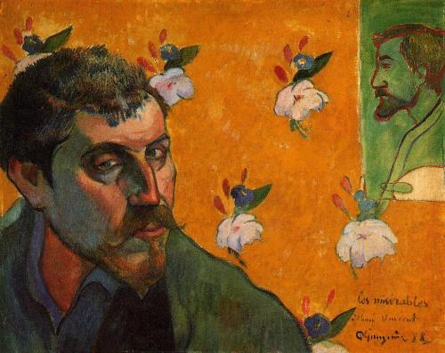 artist-gauguin: Self-Portrait with Portrait of Émile Bernard (Les misérables), 1888, Paul GauguinMed