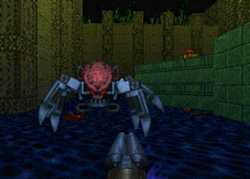 n64thstreet:Annihilating an aggressive Arachnotron in Doom 64, by Midway/id Software.