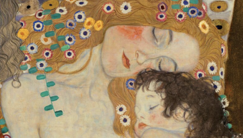 boglady:  2.3 Brain Drain, Russian Doll (2022) // Gustav Klimt, Mother and Child (detail from The Three Ages of Woman, 1905)