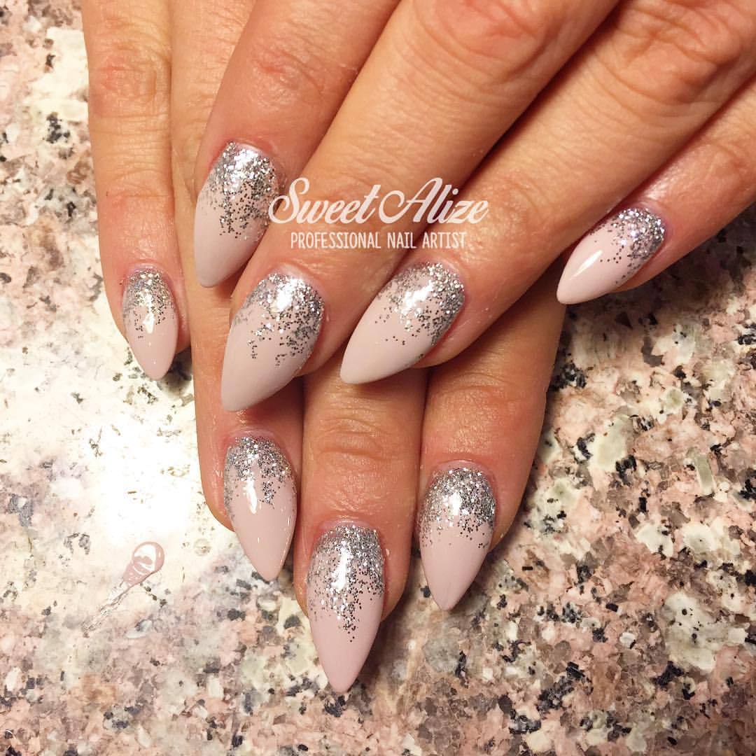Alize'S Nail Artistry — Glitter Ombre Over Acrylic Almond Nails For...