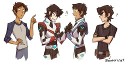 elentori-art:  “If you’re Keith, and HE’S Keith, then who’s flying the lion??”Aka: Lance and Keith meet Nico and Percy 