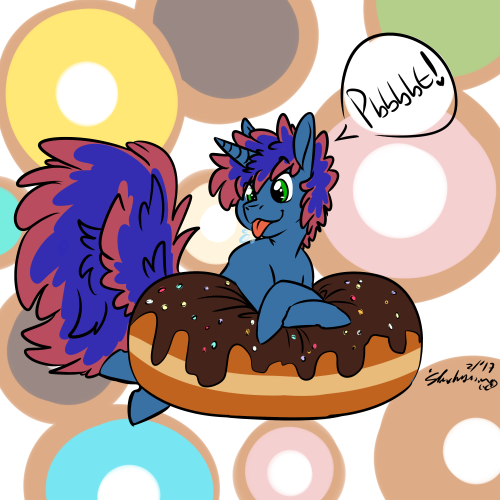 snowydesertfox: Donut pony doodles for my friend @askug and for another friend who doesn’t have a tumblr xD  you owe me art UG :Y  LOOK! AT! HOW! FLUFFY! HE! IS! JUST! GOSH! THE TAIL! THANK YOU FRIENDER THIS IS AWESOME, AND I’VE BEEN CRAVING DONUTS