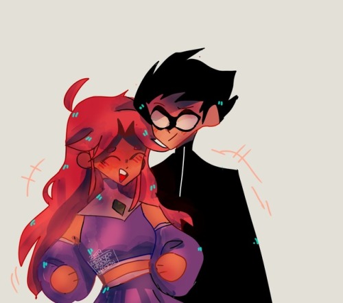 I forgot Starfire was taller than robin so just pretend shes floating