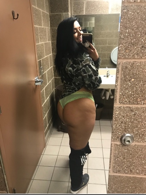 exoticeroticxxx: Happy Monday babes, here’s a public bathroom nude with a lot of ass to start 