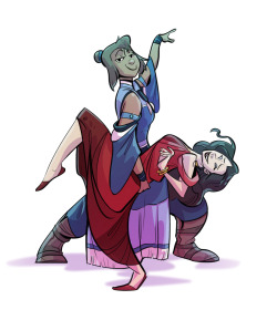 willoghby:  Korra &amp; Asami being their nerdy selves in formal attire for @papermonkeyism  