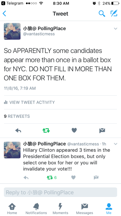 iamemotrash: vantasticmess: When I went to vote this morning Hillary Clinton’s name appeared m