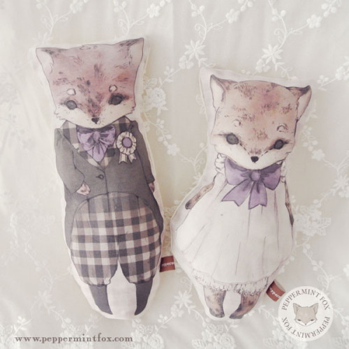 pepfox: Introducing new Hettie and Austen mascot cushions! Our sweet pair of sibling mascots have pu