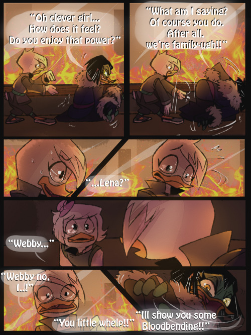 So here’s that REALLY angsty DT/ATLA comic I said I was doin!We went pretty ham in the You Beautiful Idiot discord server with this AU, like we got legit 4 Books plotted out it’s insane! This particular scenes context is that Magica is a Bloodbender