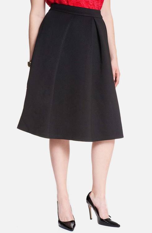 Pleat Perforated Scuba Knit Midi Skirt (Plus Size)Search for more Skirts by eloquii on Wantering.