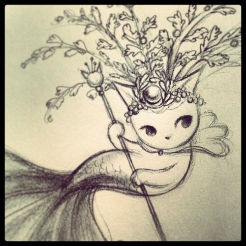 Sketch for possible illustration - kittyqueen of the coral castle