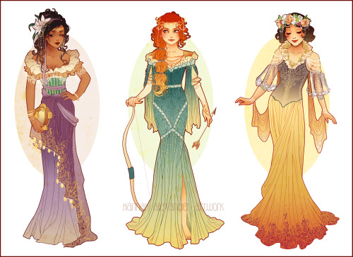 neverbirddesigns:Esmeralda &gt; Merida &gt; Snow WhiteWho will be redesigned next?? Head over to my 