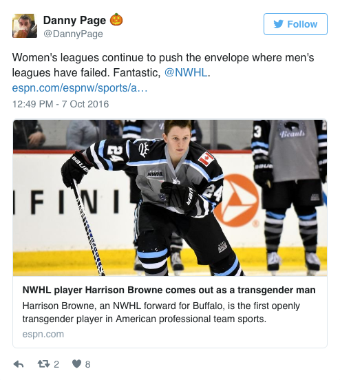 micdotcom:Harrison Browne comes out as the first openly transgender athlete on US pro sports team Ha