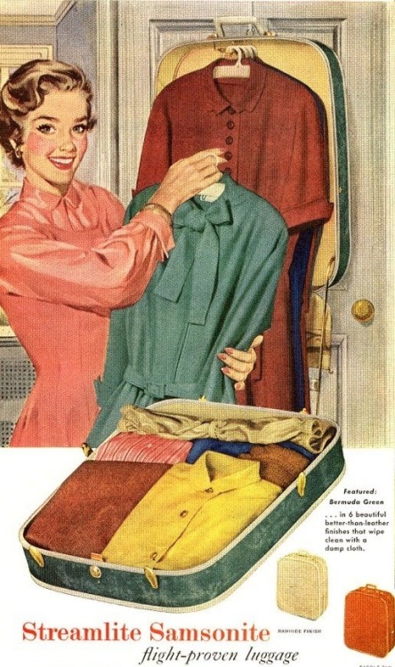 Samsonite luggage, vintage ad, 1950sJesse Shwayder founded his company in 1910 and called his brand 