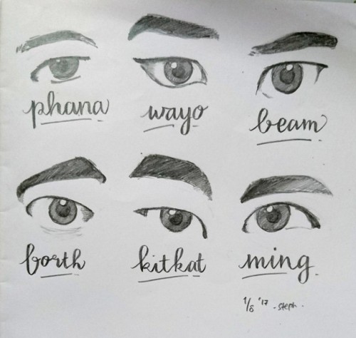 Eye Practice - 2 Moons The Series Edition Drawn by me.  *try to close the names and see whether you 