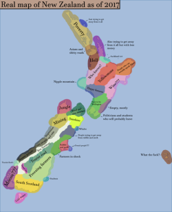 mapsontheweb:  Stereotypical Map of New Zealand