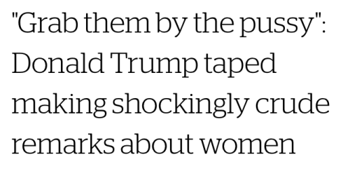 micdotcom:  micdotcom:  Holy. Shit. Just when you think Trump’s sexism couldn’t get any worse. 10 minutes after the Post’s report, Trump sent out an apology statement — and by apology, we mean a deflection onto a political enemy.  Update: In