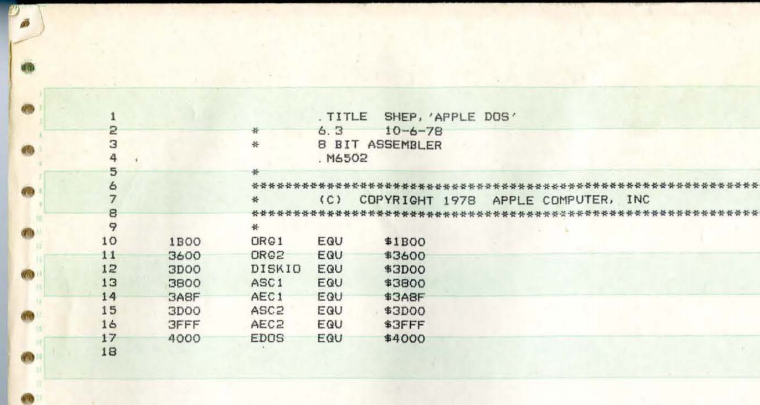 Archaeology
http://www.computerhistory.org/atchm/apple-ii-dos-source-code/