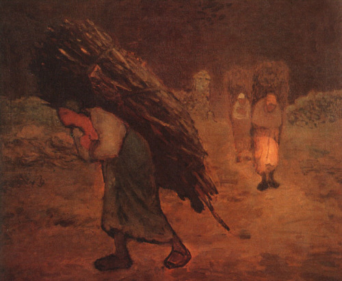 artist-millet: Winter: The Faggot Gatherers, 1875, Jean-Francois MilletMedium: oil,canvas