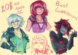 novallion:  I’m raising my prices a little on the busts (my art friends screamed at me for those prices)I’m opening a few commissions ya’ll. I really hate doing pieces without composition, so this might seem a little unusual in comparison to other