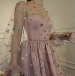 coquettefashion:  Pink Sheer Gold Glitter Star Bustier Dress  