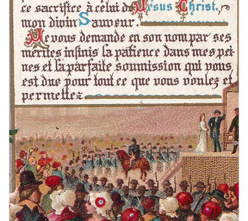 vivelareine: Detail from a vintage card featuring a prayer written by Madame Elisabeth and an illust